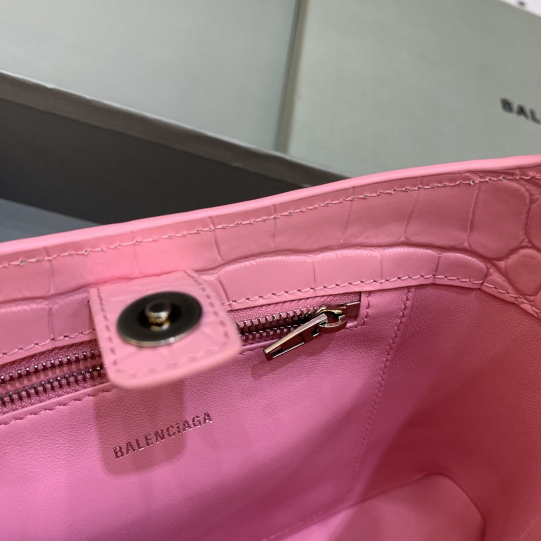 Balenciaga XX Small Hobo Flap Bag Crocodile Embossed Pink